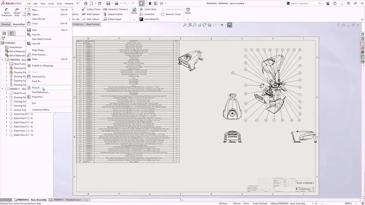 SOLIDWORKS 2025 Drawings 1 SOLIDWORKS 2025 drawing reload