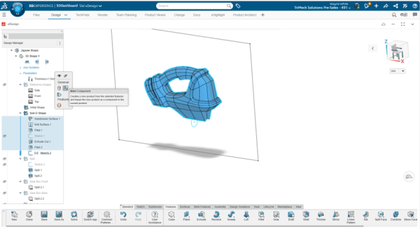Using the Combine Tool in SOLIDWORKS xDesign for Mold Design 3 Créer un nouveau composant à partir d'une sélection