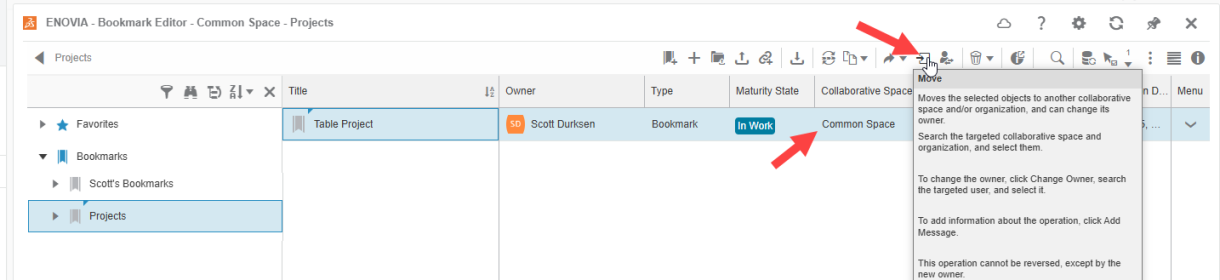 Moving a bookmark editor bookmark to another space missing bookmarks