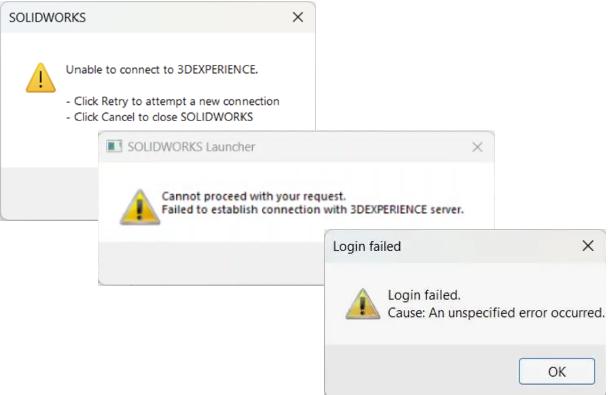 Troubleshooting 3DEXPERIENCE Connection Error