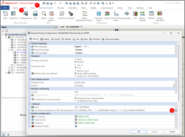 Automatic PLC Channel Addressing in SOLIDWORKS Electrical 5 Modifying the channel address in the project configurations