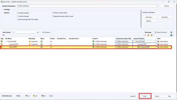 The new file name showing the prefix