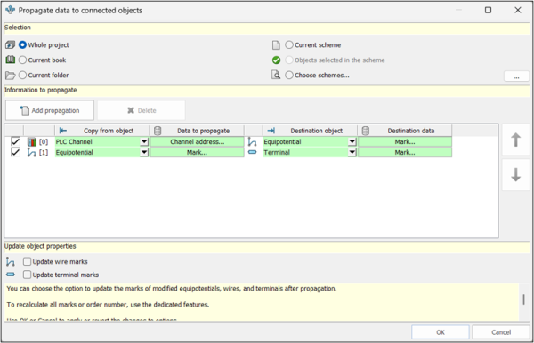 Automatic PLC Channel Addressing in SOLIDWORKS Electrical 11 Setting up data propagation to send the PLC channel address to connected components