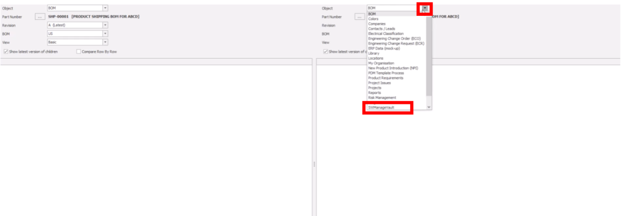 Changing the selected object for comparison