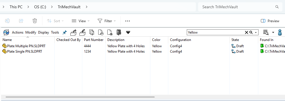 Résultats de la recherche SOLIDWORKS PDM