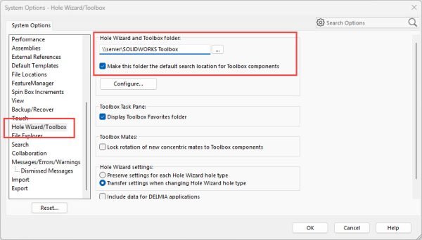 How to Move a Standalone SOLIDWORKS Toolbox to a Network Location 3 Adjusting the SOLIDWORKS Toolbox folder location