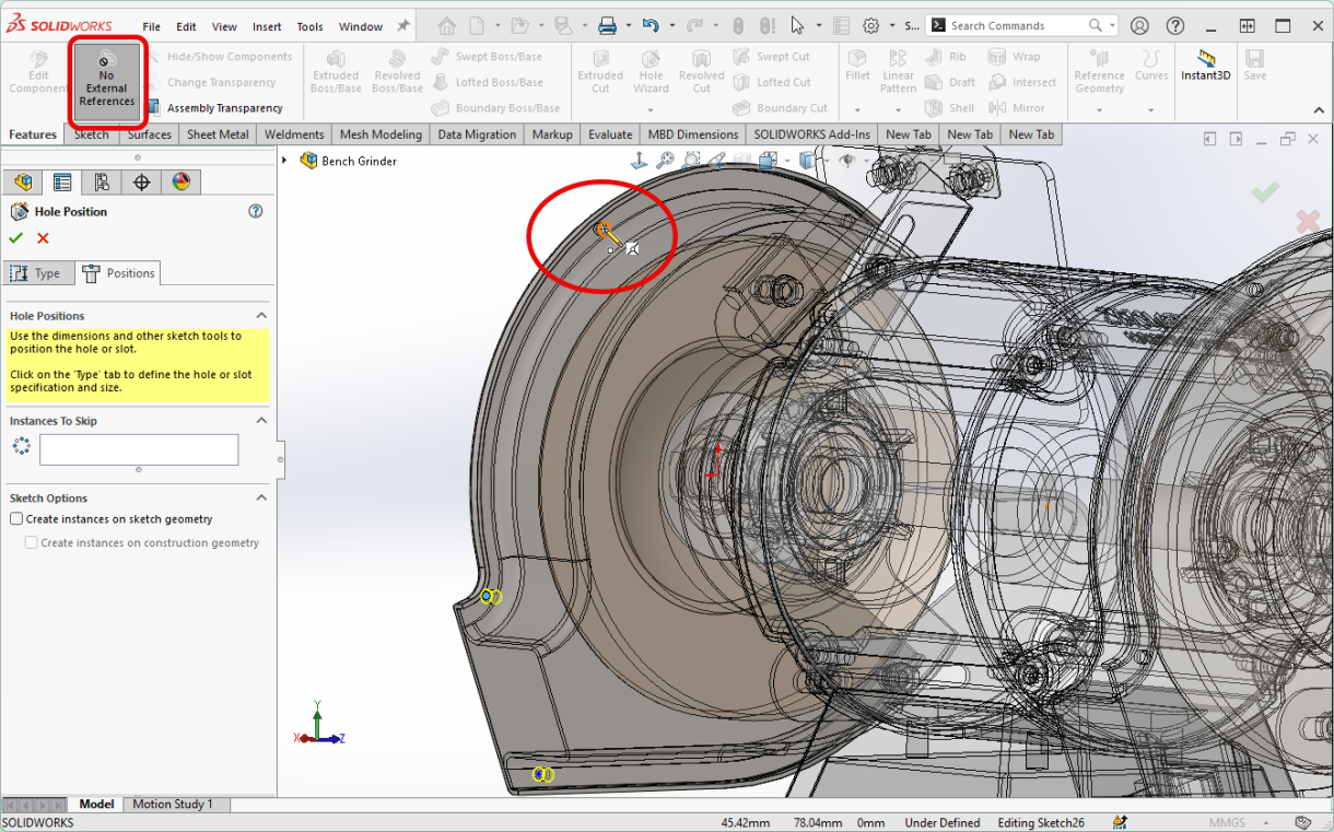 Prevent External References Between Components in an Assembly 1 Aucune référence externe SOLIDWORKS
