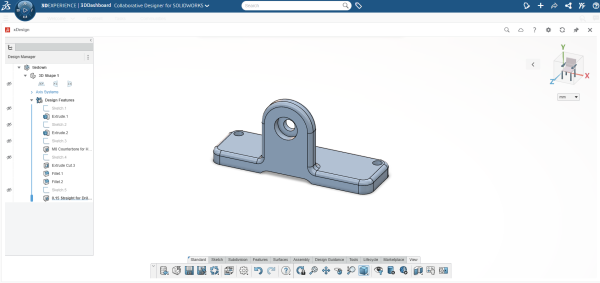 SOLIDWORKS vs Onshape | Your Guide for Choosing a CAD Ecosystem 5 Using SOLIDWORKS xDesign to design a model