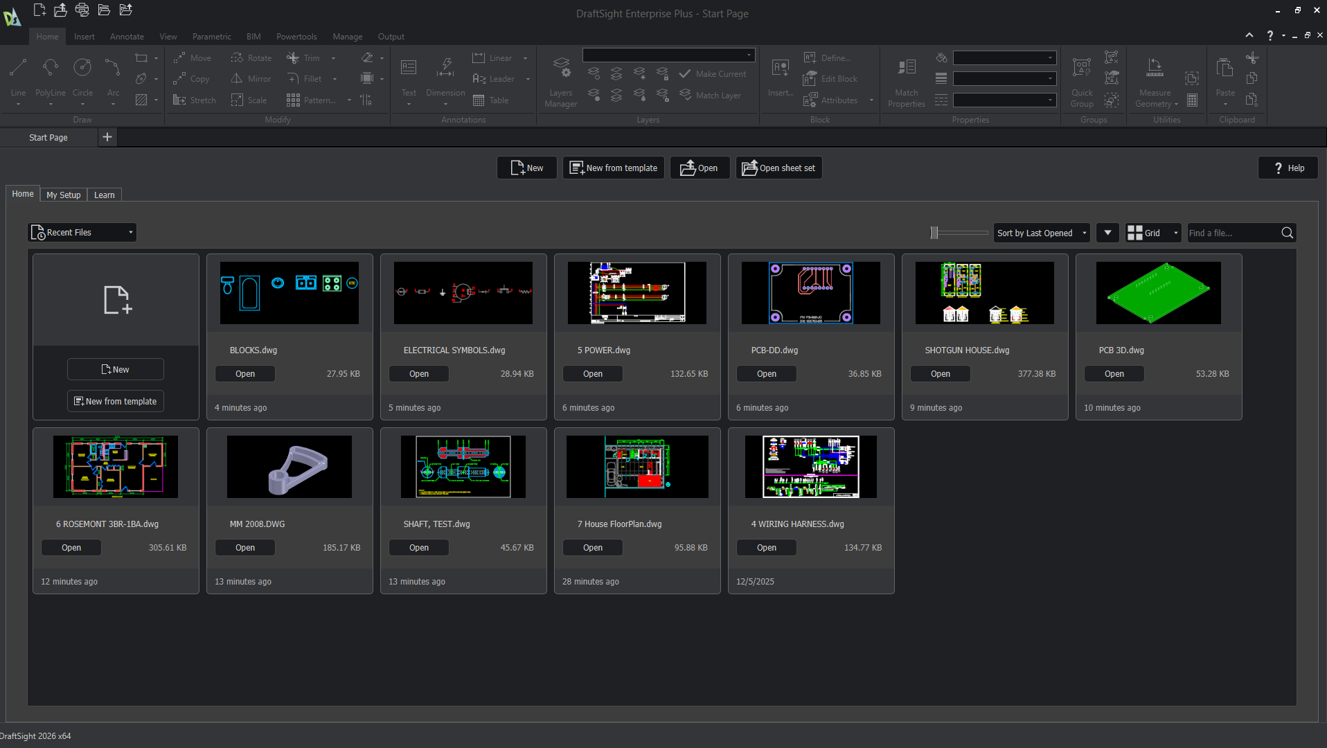 DraftSight 2026 Start Page