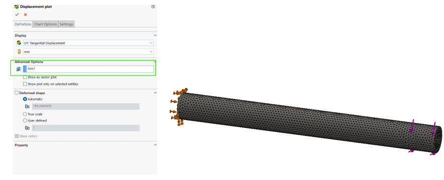 Angular deformation SOLIDWORKS Simulation 2026 angular displacement