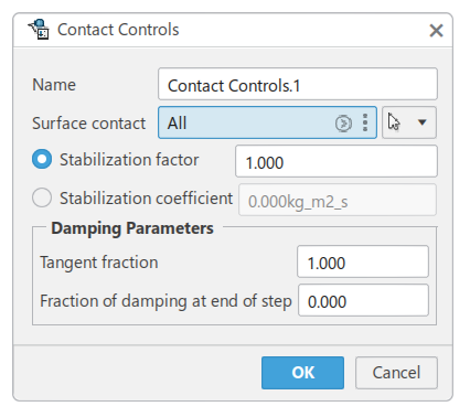 Stabilization models inside contact controls