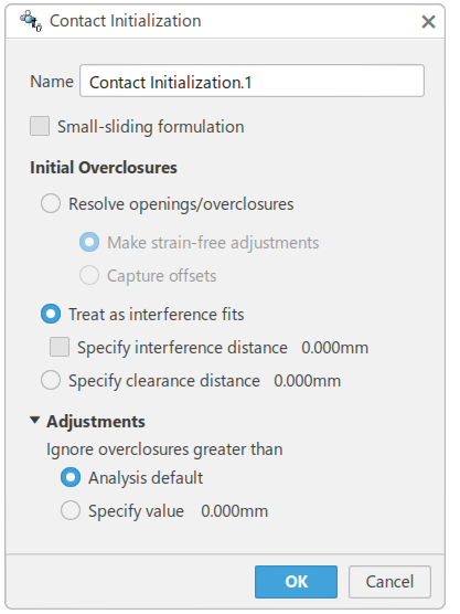 Properties in the Contact Initialization dialog