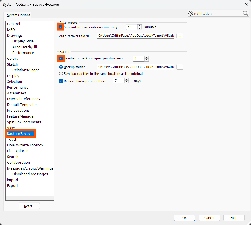 Auto Recover Options 1