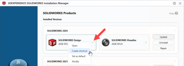 How to Install Multiple Versions of 3DEXPERIENCE SOLIDWORKS Design 9 Creating a shortcut to specific versions