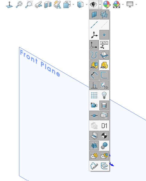 The eyeball icon expanded to show visibility options