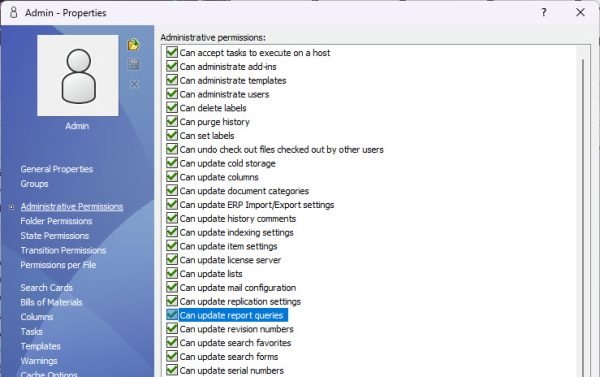 Updating permissions to add new report queries