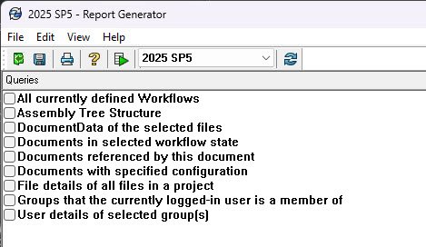 Report queries from the default file
