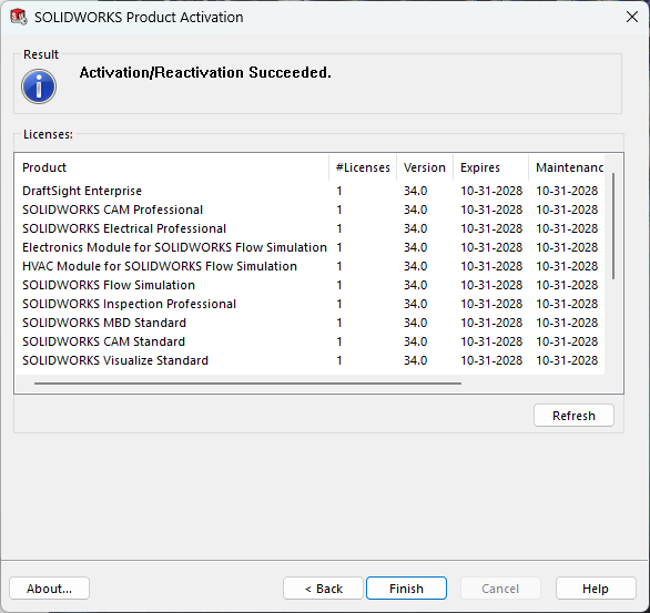 Manual SOLIDWORKS License Activation | How To Guide 9 Activation manuelle de la licence SOLIDWORKS terminée