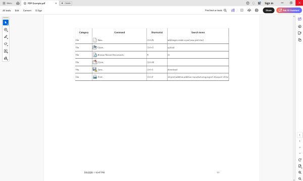 A PDF list of SOLIDWORKS keyboard shortcuts