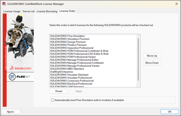 How to Use the License Order Tab in The SOLIDWORKS SolidNetWork License Manager 1 The SolidNetWork License Manager License Order tab