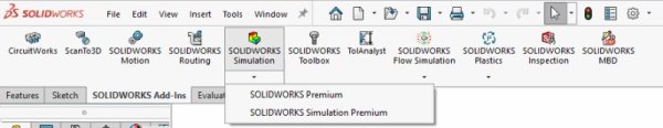Understanding the SOLIDWORKS Simulation Add-In 3 Activating the SOLIDWORKS Simulation add-in from the CommandManager