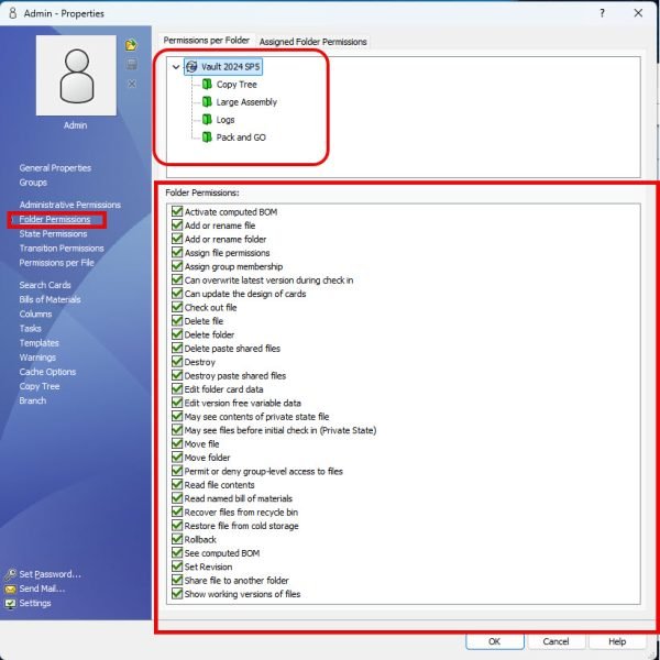 Use the checkmarks to enable or disable permission