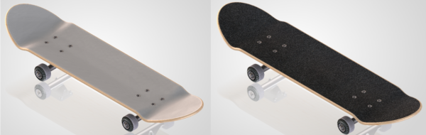 How to Create a Custom Appearance in SOLIDWORKS 1 A skateboard with a custom appearance applied