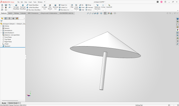 How to Use a Sketch to Create Bodies in SOLIDWORKS 11 Umbrella made from a sketch and revolve