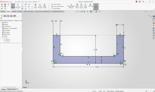 How to Use a Sketch to Create Bodies in SOLIDWORKS 13 Sketch profile for Swept Boss/Base