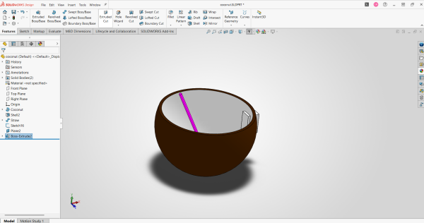 A model with extra material showing through a shell