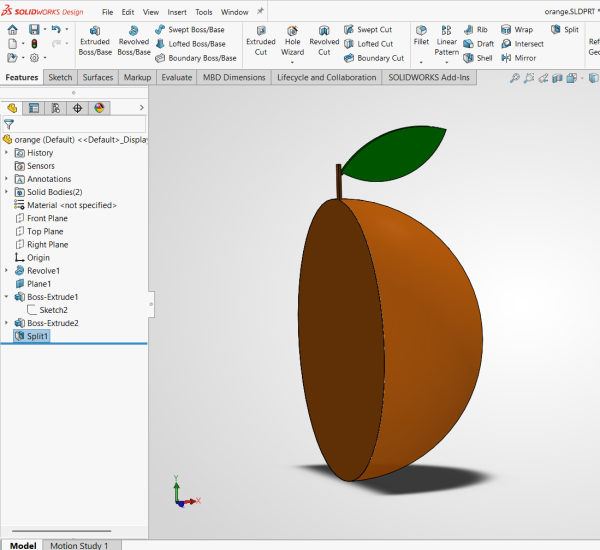 How to Use the SOLIDWORKS Split Command 7 A model split in half