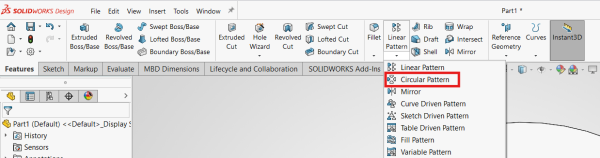 circular pattern command manager