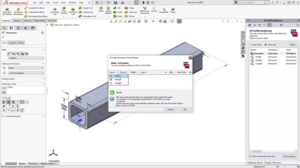 Rule creation in DriveWorksXpress