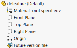 How to Save Previous Version Files in SOLIDWORKS 1 SOLIDWORKS FeatureManager showing a previous version icon