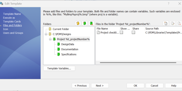 Adding files and folders to the template SOLIDWORKS PDM Template creation