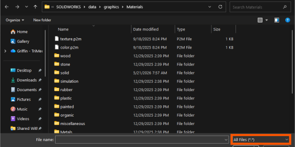 SOLIDWORKS Custom Appearances