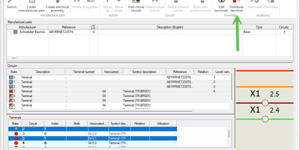 Distributed terminals in SOLIDWORKS Electrical multiple terminal symbols Distributed terminals in SOLIDWORKS Electrical multiple terminal symbols