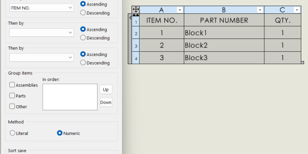Sort a Bill of Materials SOLIDWORKS Drawing Trier une nomenclature dans un dessin SOLIDWORKS
