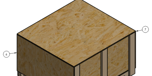 Wood shipping crate cut list auto-generated from multi-body part file.